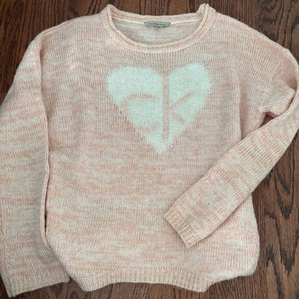 Calvin Klein Women's Light Pink Heart Sweater